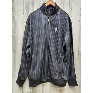 Vintage Enyce Track Jacket Men XXL Black Pinstripe Metal Logo OG Streetwear